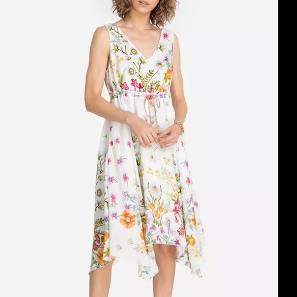 NEW Johnny Was Flaria V-Neck Floral Linen Dress - Picture 3 of 13